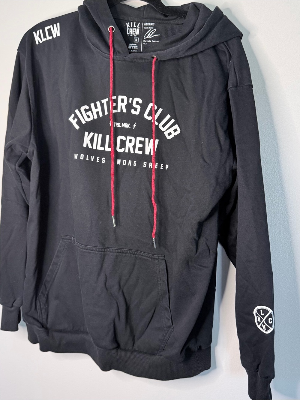 Kill Crew Black Hoodie with Red Drawstrings & White Chest Graphic